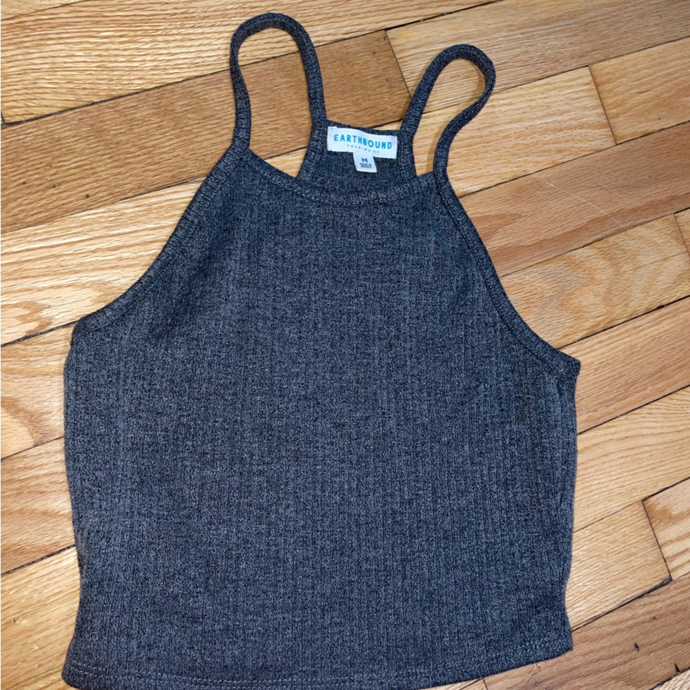 Earthbound Cropped Tank Top Dark Gray